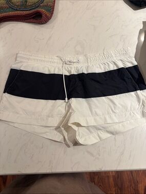 White Swim/Active Shorts with Black Stripe